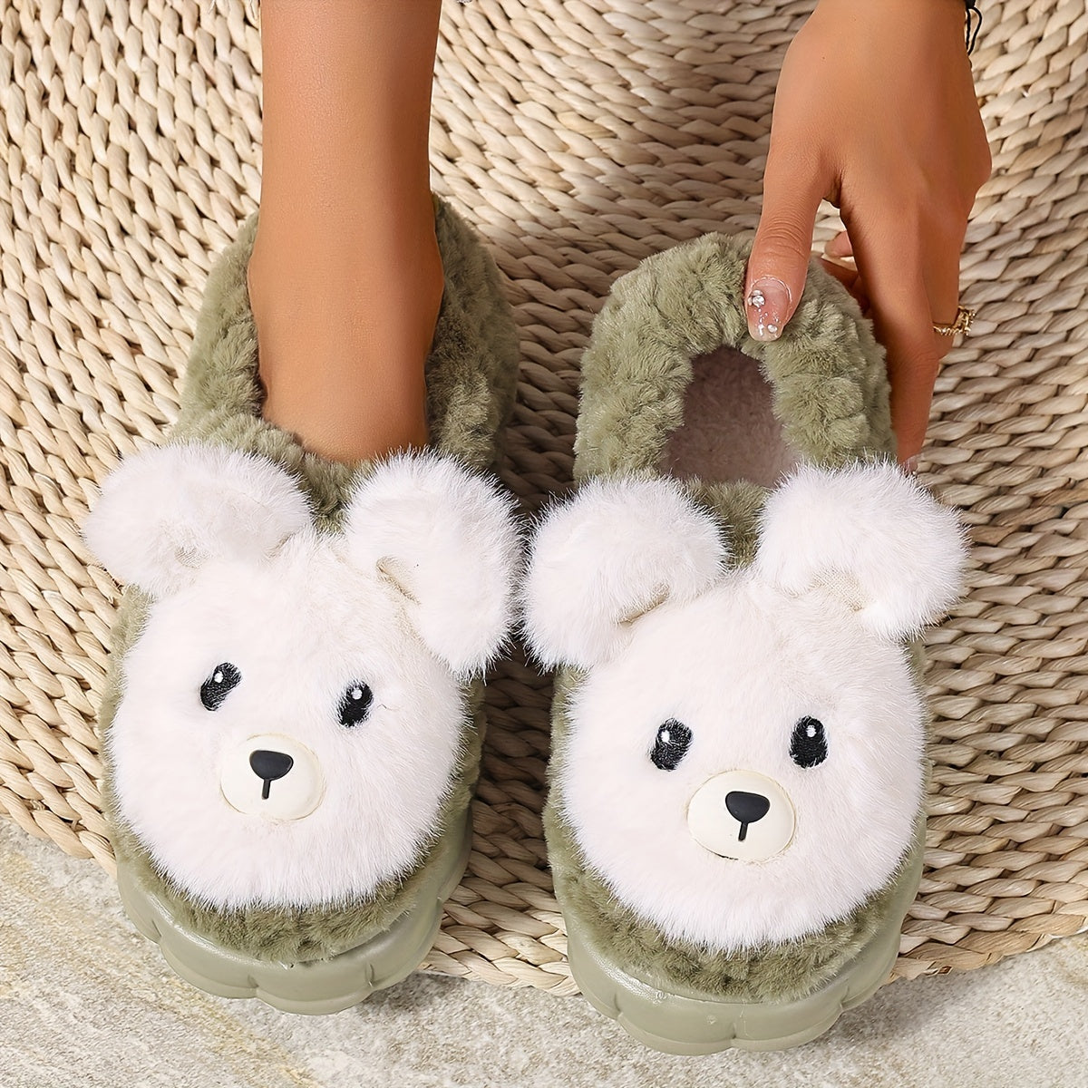 Women's Cartoon Plush Slippers with EVA Sole, Sweet Style Animal Print, All-Season Comfortable Home Slippers, Hand Washable Fabric Insole and Upper - For Women - Cozy & Cute - Perfect Gift for Birthday & Holidays